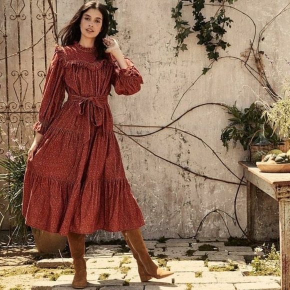 DÔEN Mountain Dress in Burgundy California Wildflower - Picture 4 of 11